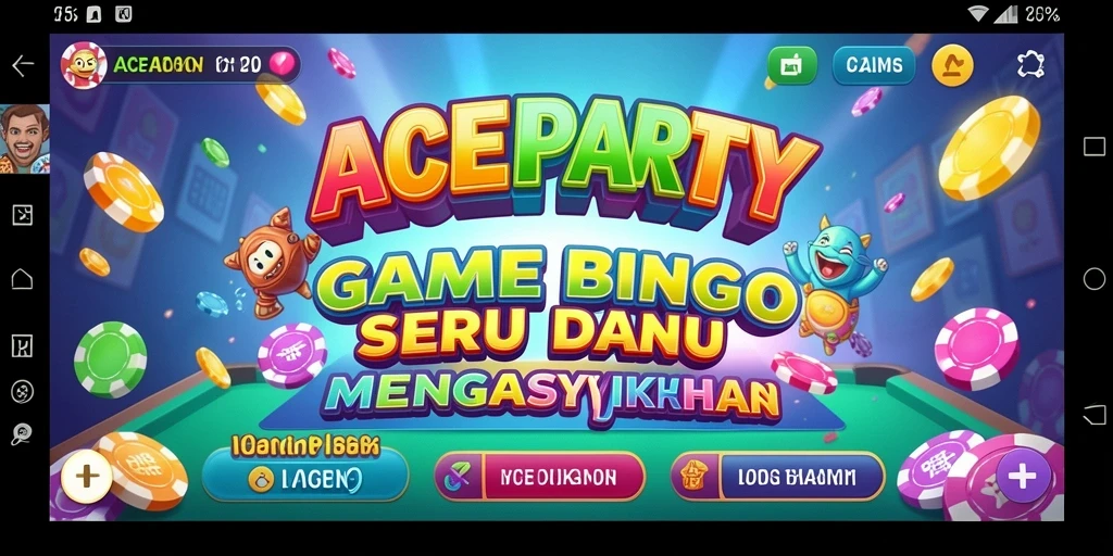Tangkapan layar utama ACEPARTY menampilkan keseruan dan interaksi di permainan Bingo.