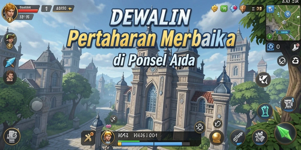 Tampilan gameplay menakjubkan di DEWALIN dengan pertahanan menara yang strategis.