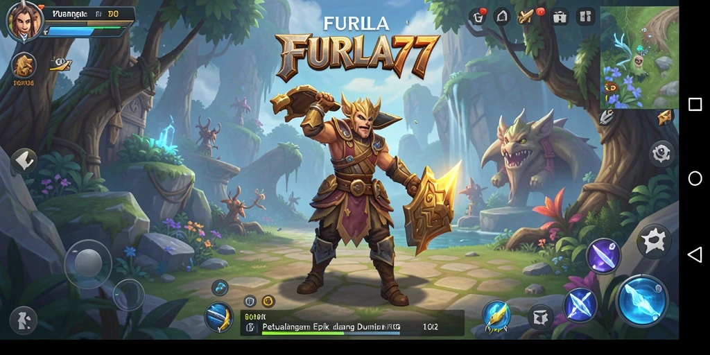 Tampilan gameplay <strong>FURLA77</strong> yang menampilkan pertarungan epik di dunia fantasi.