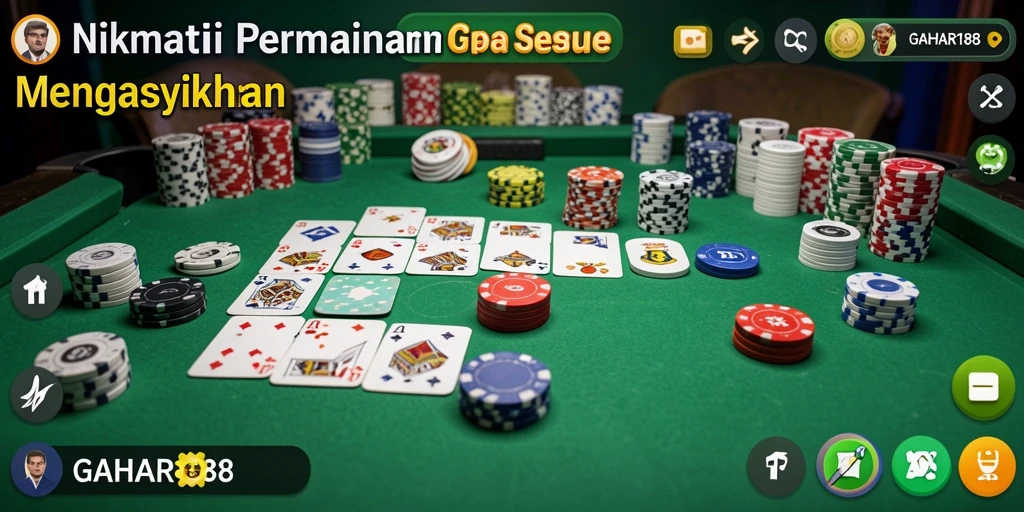 Tampilan gameplay GAHAR188 dengan suasana permainan Gaple yang seru.