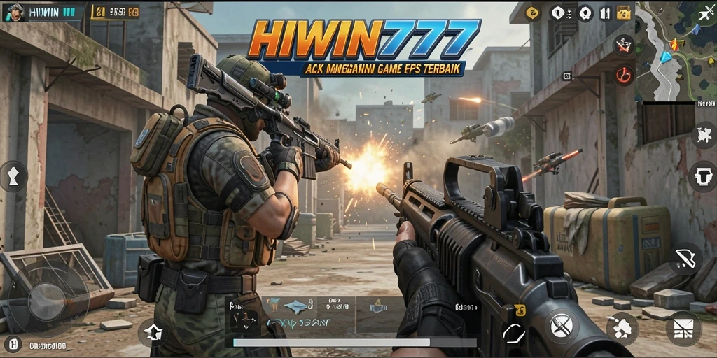 Tampilan aksi mendebarkan dalam gameplay HIWIN777 FPS.
