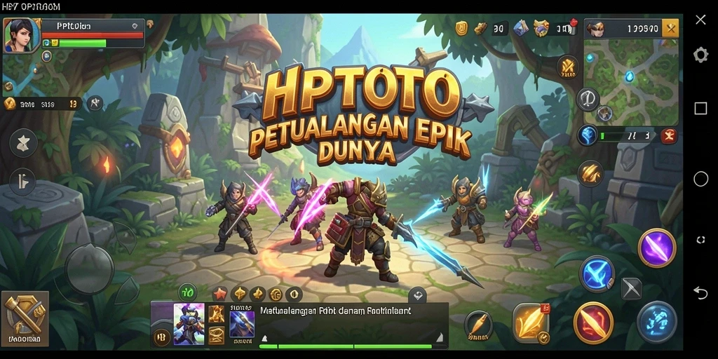 Screenshot utama HPTOTO menampilkan aksi seru dalam pertarungan RPG.
