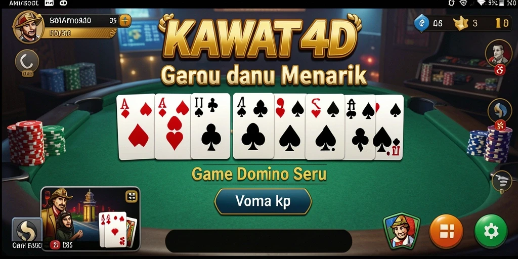 Tampilan gameplay seru di KAWAT4D saat bermain domino.