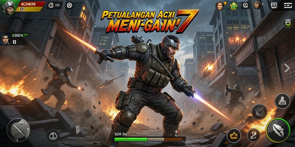 Tangkapan layar menampilkan seru dan intensnya aksi gameplay KEREN77.