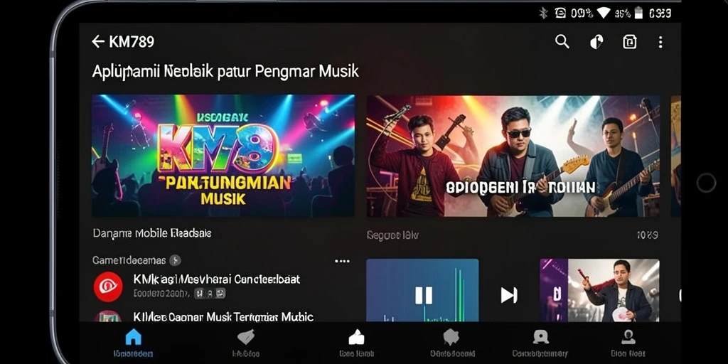 Tampilan utama KM789 dengan fitur interaktif musik yang menarik.