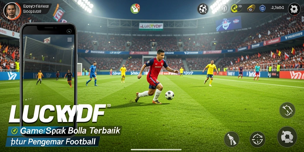 Tampilan gameplay menarik dalam LUCKYDF yang menggambarkan aksi sepak bola.