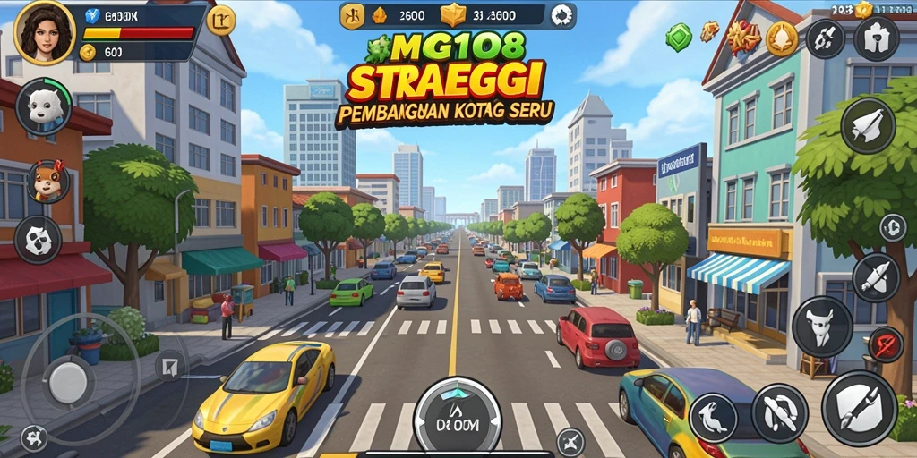 Tampilan gameplay MG108 yang menarik dengan strategi pembangunan kota optimal.