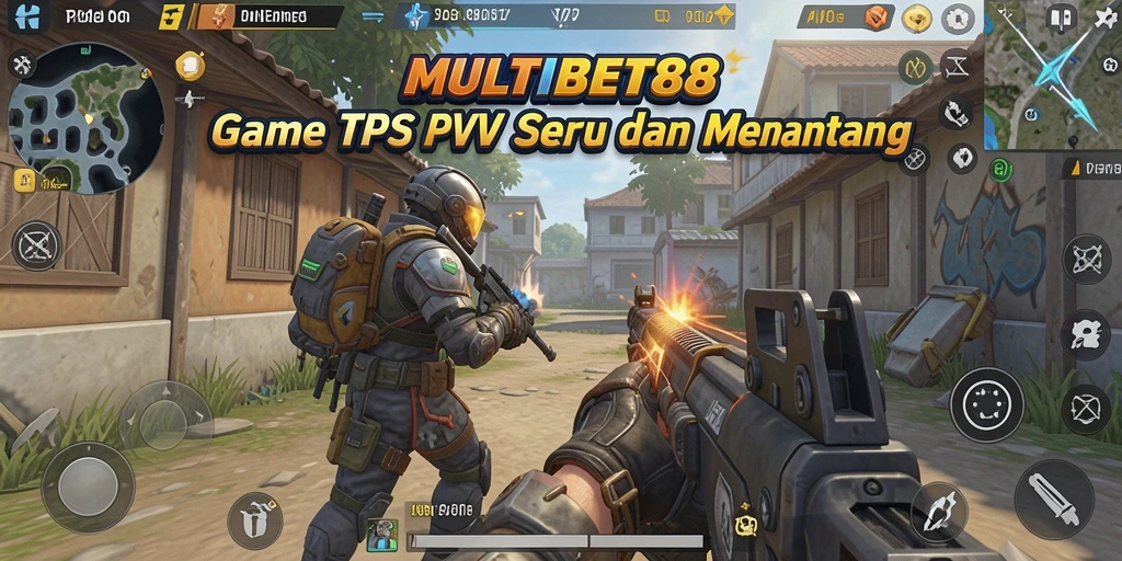 Tampilan gameplay seru dalam MULTIBET88 yang menampilkan aksi pertempuran TPS.