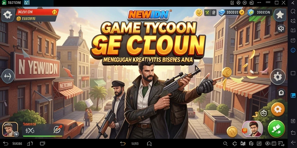 Tampilan gameplay <strong>NEWIDN</strong> yang menarik dengan elemen manajemen bisnis.