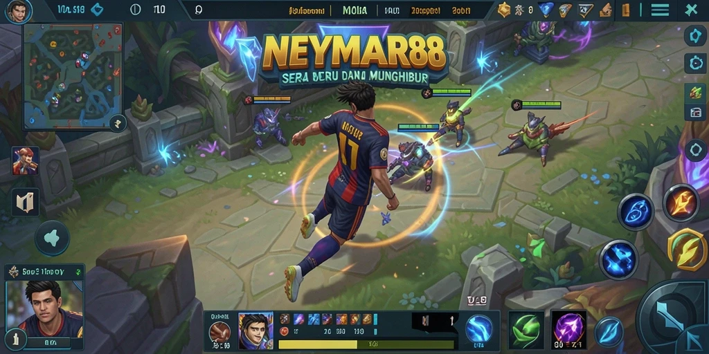 Tampilan seru gameplay dari NEYMAR88 dalam aksi MOBA.