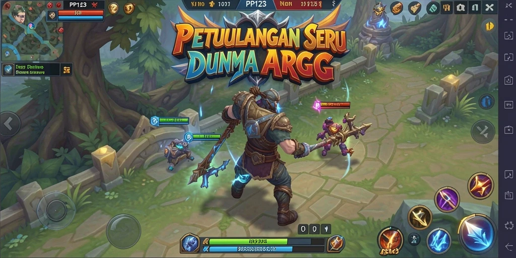Tangkapan layar menampilkan pertempuran epik di dunia ARPG PP123.