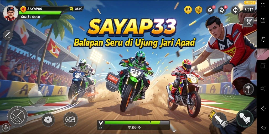 Tampilan gameplay SERU dari SAYAP33 yang penuh aksi balapan.