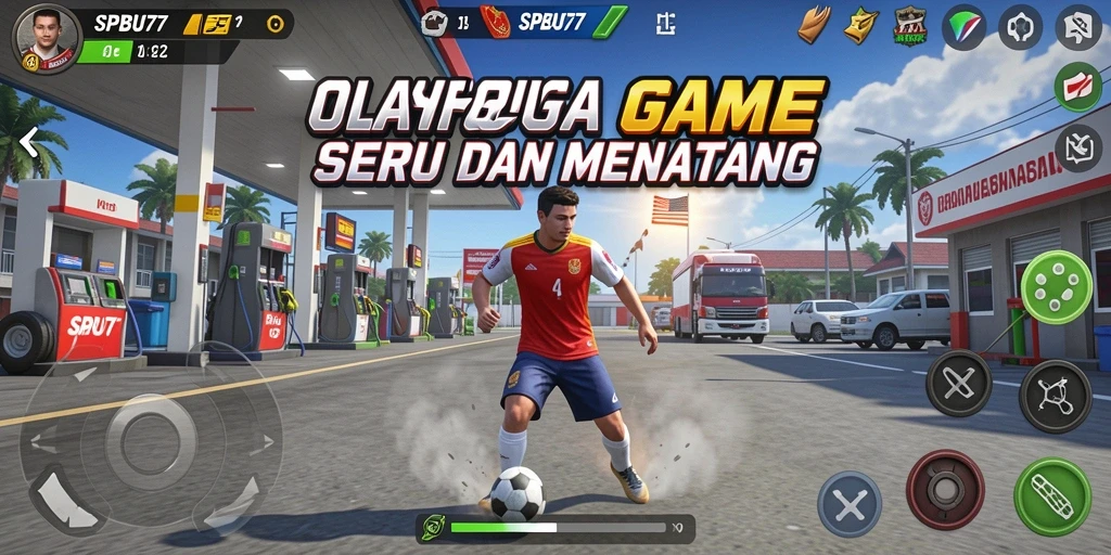 Tampilan gameplay SPBU77 yang seru dan penuh aksi olahraga.