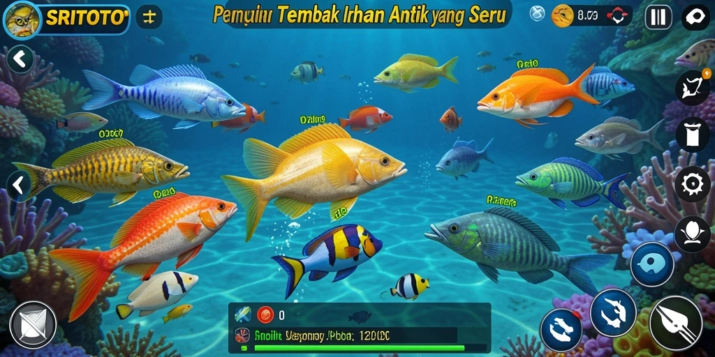 Screenshot utama SRITOTO menampilkan aksi menangkap ikan yang seru.