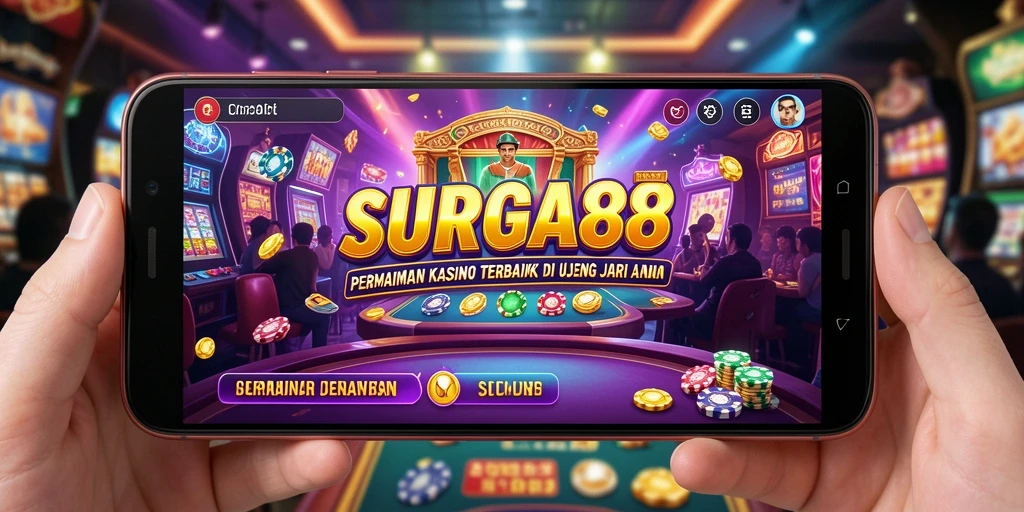 Screenshot utama dari SURGA88 menunjukkan gameplay Kasino yang mendebarkan.