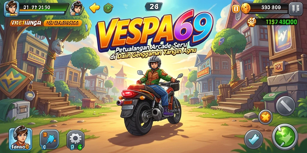 Screenshot VESPA69 menampilkan gameplay seru saat mengendarai Vespa.