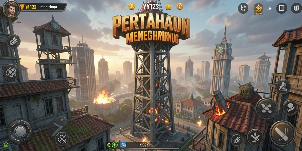 Tangkapan layar menunjukkan aksi intens dalam gameplay Tower Defense.